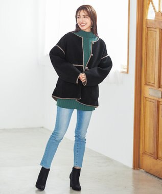 Tiaclasse 2wayリバーシブルボアショートブルゾン ブラック