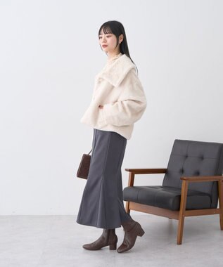 earth music&ecology ファーショートブルゾン Cream