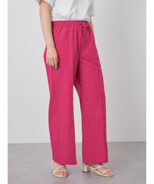 Green Parks 綿麻混イージーワイドパンツ Pink