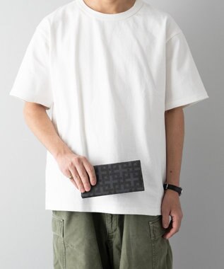 MIYABIYA La quoh with kirakaracho 角つなぎ プリントレザー 長財布 玄（ブラック）