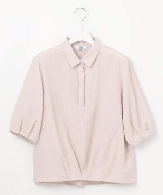 J.PRESS LADIES S 【洗える】アセテートレーヨンコットンチェック シャツカラー ブラウス ピンク×シルバー