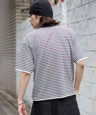 WEGO 【ユニセックス着用ITEM】ボーダーヘンリーネックT（SS） ブラックボーダー