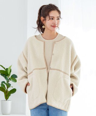 Tiaclasse 2wayリバーシブルボアショートブルゾン アイボリー