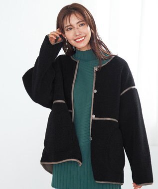 Tiaclasse 2wayリバーシブルボアショートブルゾン ブラック