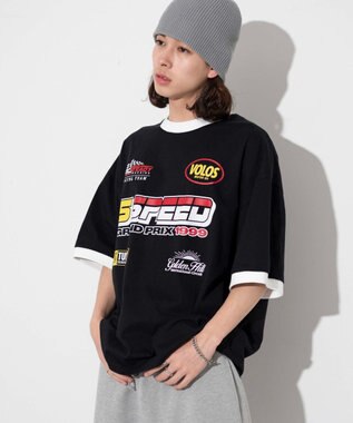 WEGO 【ユニセックス着用ITEM/手洗い可/MLサイズ】レーシングロゴTシャツ ブラック
