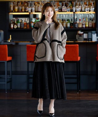 Tiaclasse 2wayリバーシブルボアショートブルゾン ブラック