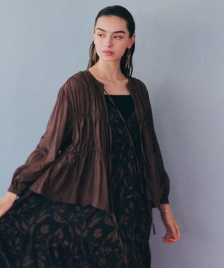 YECCA VECCA リボンデザインシアーブラウス Brown