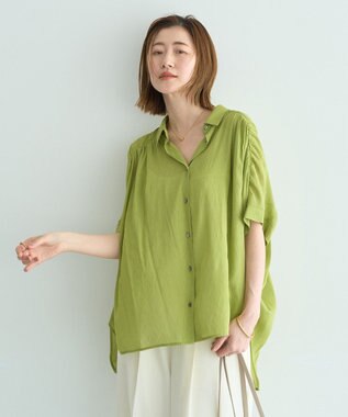 YECCA VECCA 【ドライタッチ】シアーバックギャザーシャツ