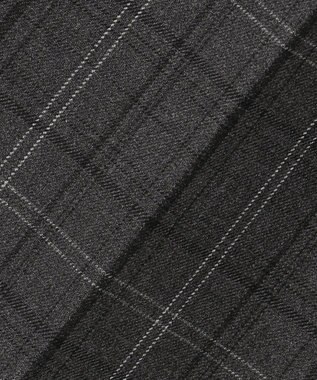 自由区 L 【19号サイズまで展開】TRギャバ裏起毛チェック柄テーパード パンツ チャコール系チェック