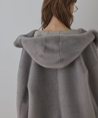 GRACE CONTINENTAL フェイクミンクフードジャケット ライトグレー