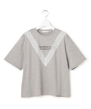 ICB L レースコンビ ロゴTシャツ ライトグレー