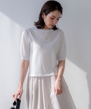 組曲 【先行予約】シアー ニット５分袖 プルオーバー ホワイト系