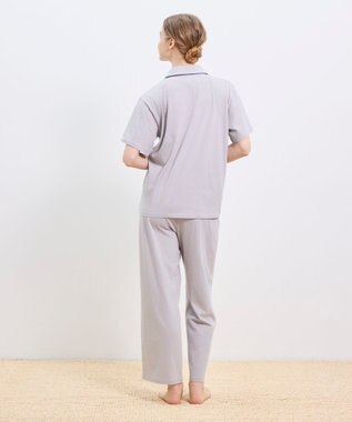 une nana cool 【綿100%】スビン天竺 半袖開襟パジャマ MADE WITH LIBERTY FABRIC グレー