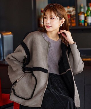 Tiaclasse 2wayリバーシブルボアショートブルゾン ブラック