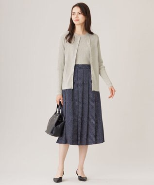 自由区 L 【カタログ掲載・アンサンブル対応・洗える】グリッターリブ カーディガン サンド