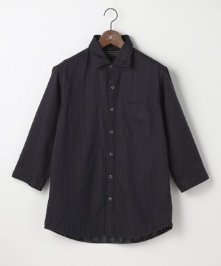 JOSEPH ABBOUD 【2WAY・リバーシブル・七分袖】リバーシブルストライプ シャツ ダークブラウン系1