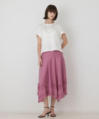 GRACE CONTINENTAL レースヘムフレアスカート ピンク