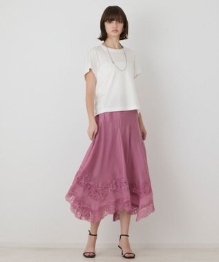 GRACE CONTINENTAL レースヘムフレアスカート ピンク