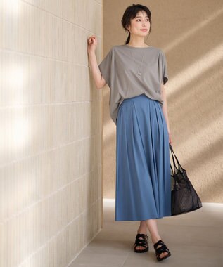 ANY 【洗濯機可/UVケア/接触冷感】フレンチスリーブロゴ・カラーTシャツ モカ