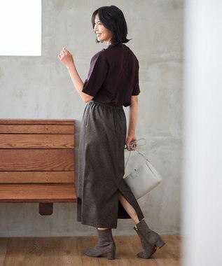 ANY 【接触冷感/UVケア】マルチファンクションモックネックTシャツ ブラウン