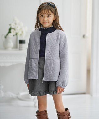 組曲 KIDS 【110-140㎝】ハートキルトジャガード アウター サックスブルー系