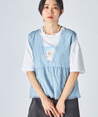 OP／FILA 【Ocean Pacific】Vネックレースビスチェ