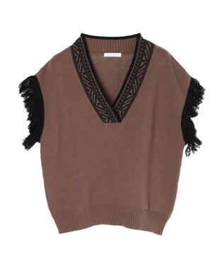Green Parks フリンジベスト Brown