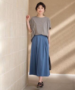 ANY 【洗濯機可/UVケア/接触冷感】フレンチスリーブロゴ・カラーTシャツ モカ