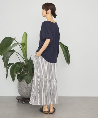 AMERICAN HOLIC 楊柳ギャザーボリュームフレアスカート Stripe