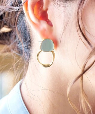 Tiaclasse カラーメタルリングピアス ゴールド×ミント