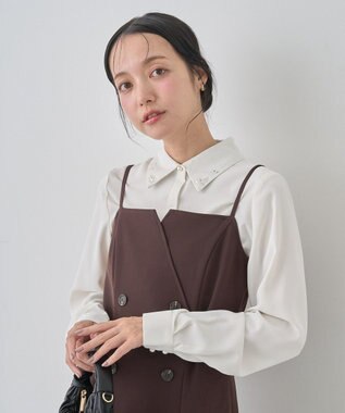 earth music&ecology 襟ビジューブラウス Off White