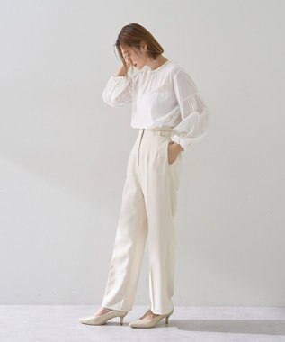 YECCA VECCA サイドベルテッドハイウエストパンツ Ivory