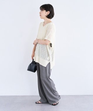 Green Parks 透かし編みニットチュニック Black