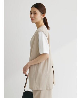 Green Parks 綿麻混シングルミディ丈ベスト Black