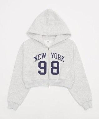 WEGO グラフィックショートZIPパーカー アッシュグレー