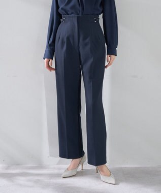 YECCA VECCA サイドベルテッドハイウエストパンツ Navy