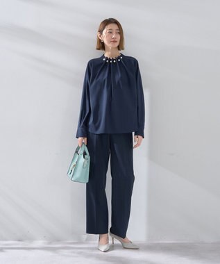 YECCA VECCA サイドベルテッドハイウエストパンツ Navy