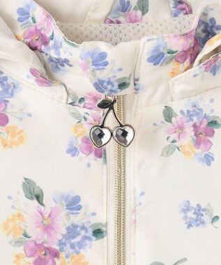 ANY KIDS フード取り外し 総柄 ブルゾン オフホワイト系花柄