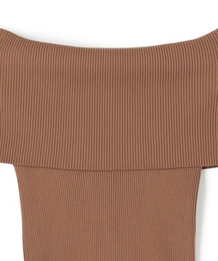 BEIGE， 【洗える】BRERA / オフショルダーストレッチリブニット Brown