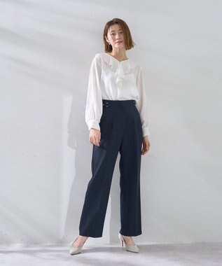 YECCA VECCA サイドベルテッドハイウエストパンツ Navy