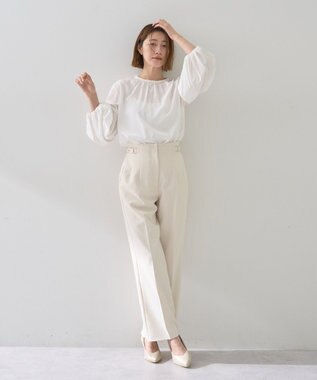 YECCA VECCA サイドベルテッドハイウエストパンツ Ivory