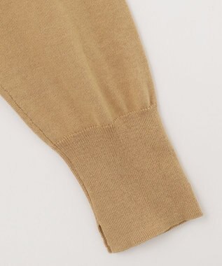 自由区 【洗える】シルクコットンハイゲージ Vネックカーディガン キャメル系