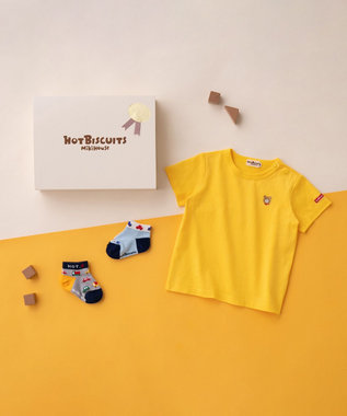 MIKI HOUSE HOT BISCUITS ワンポイント半袖Tシャツ＆ローカットソックスギフトセット【BOX付き】
