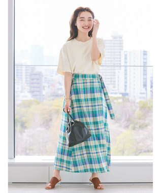 AMERICAN HOLIC ラップ風チェックスカート Green