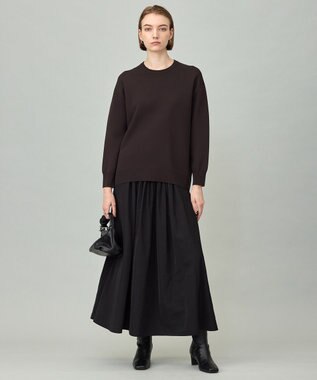 ICB L 【洗える】 シンセティックダブルフェイス ニットプルオーバー ダークブラウン系