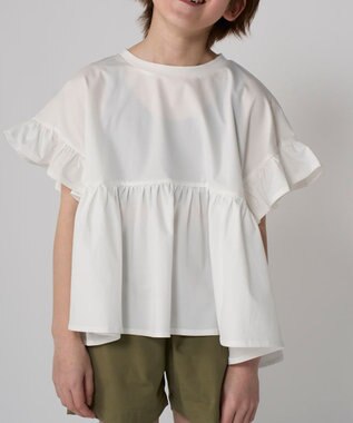 OP／FILA 【Ocean Pacific】らくティブ｜フレアスリーブTシャツ ホワイト