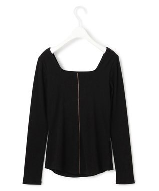 ICB 【洗える】【OUR WACOAL コラボ】カップイン スクエアネックロングTシャツ ブラック系