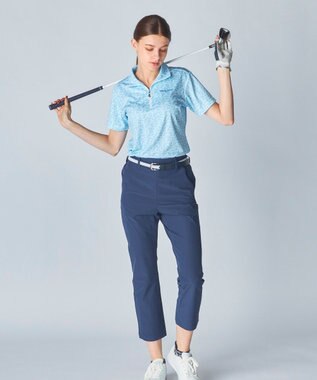 FILA GOLF／marie claire 【marie claire SPORT】小花柄ハーフジップ半袖シャツ ブルー