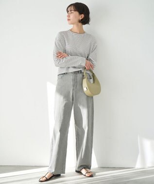 UNFILO 【洗える】クロップドＴシャツ ボーダー