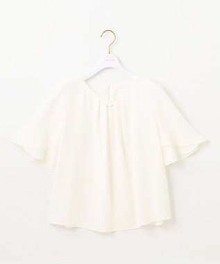 ANY SIS L 【洗える】ラッフルフレアビジュー ブラウス オフ